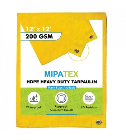 Mipatex Tarpaulin / Tirpal 12 Feet x 12 Feet 200 GSM (Yellow) Mipatex Tarpaulin / Tirpal 12 Feet x 12 Feet 200 GSM (Yellow)